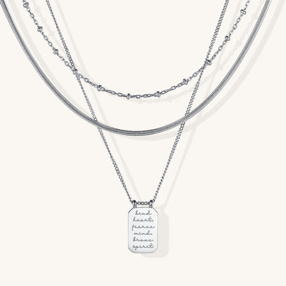 Kind Heart, Fierce Mind, Brave Spirit - Layered Necklace