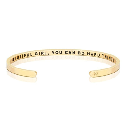 Beautiful Girl You Can Do Hard Things Bracelet - yellow gold - by MantraBand
