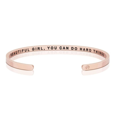 Beautiful Girl You Can Do Hard Things Bracelet - rose gold - by MantraBand